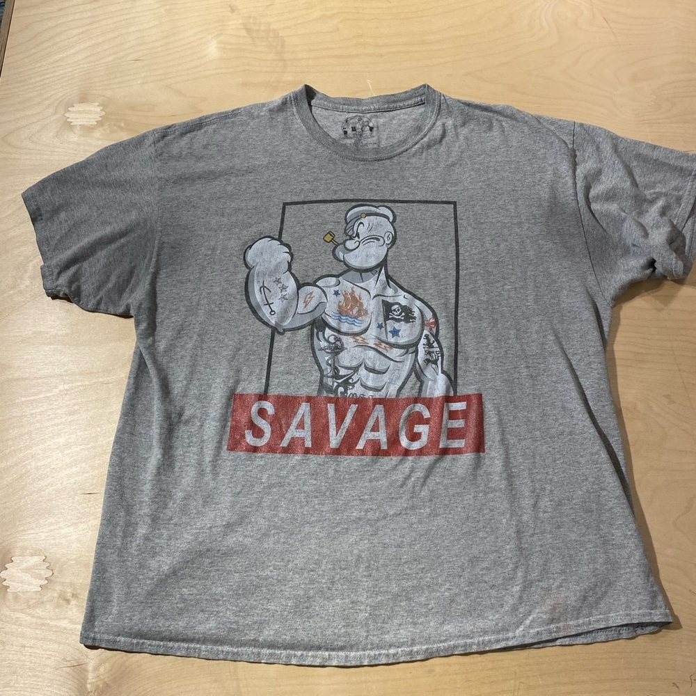 2015 Popeye Gray Savage Graphic Tee 2XL (NO)